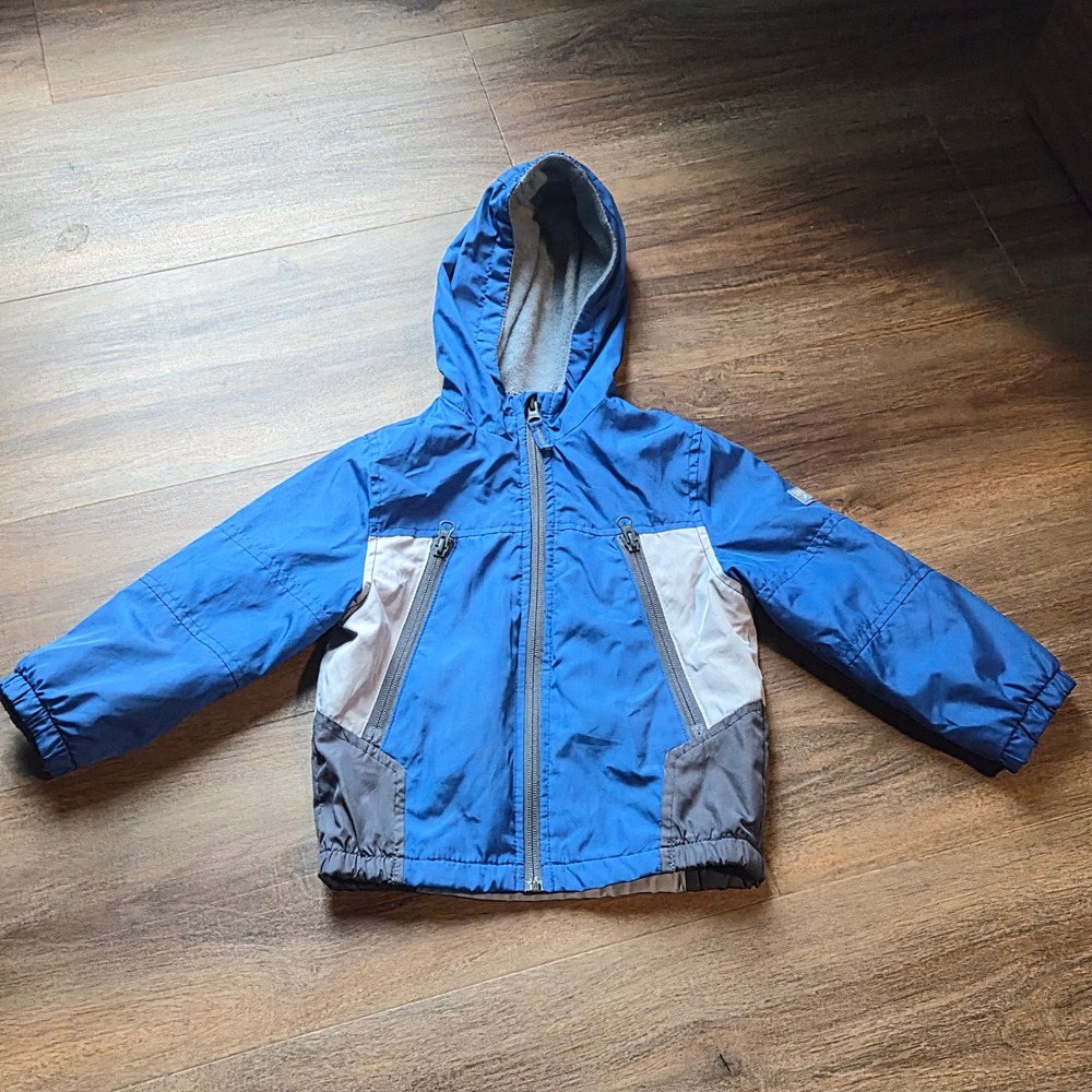 OshKosh Bgosh Boys Blue Colorblock Fleece Lined Hooded Windbreaker Jacket Kids